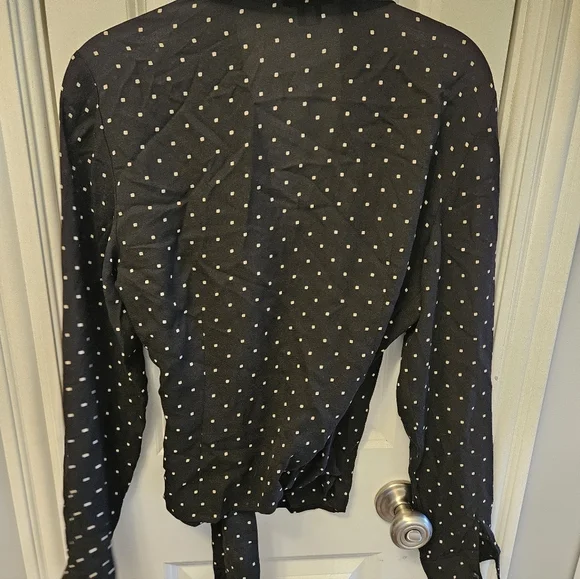 Ann Taylor Black Wrap 100% Silk Top - Picture 3 of 4